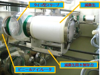 滅菌缶用木製架台使用例